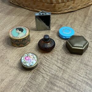 Vintage lot of 6 compact jewelry or pill containers